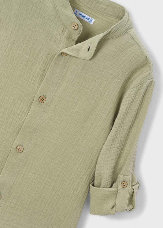 Long-sleeved bambula shirt with mandarin collar for boys