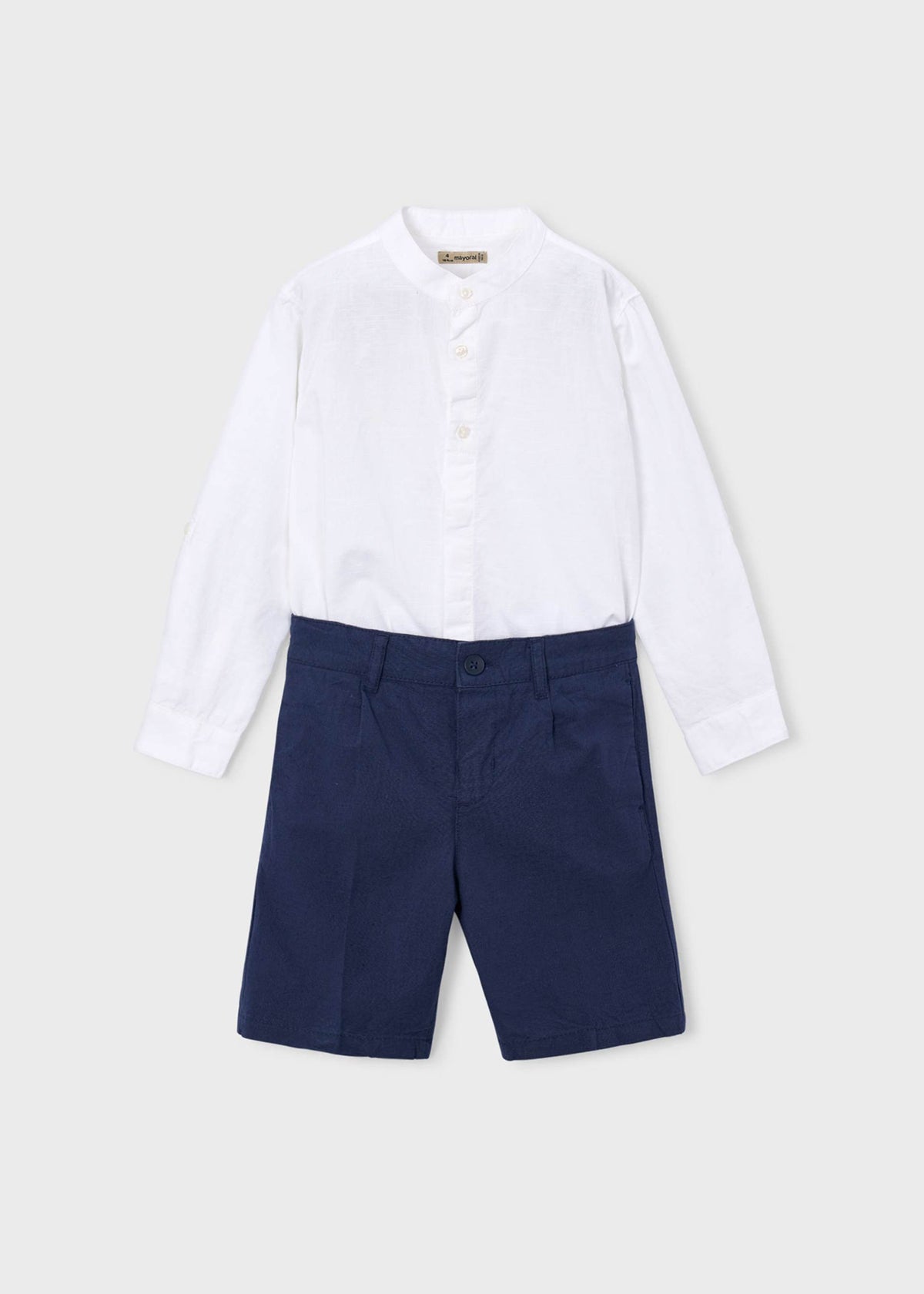 Long-sleeved linen shirt and Bermuda shorts set for boys