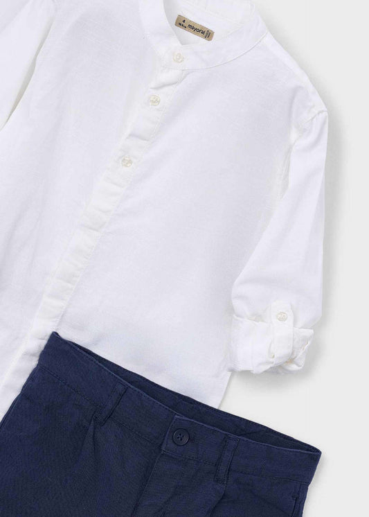 Long-sleeved linen shirt and Bermuda shorts set for boys