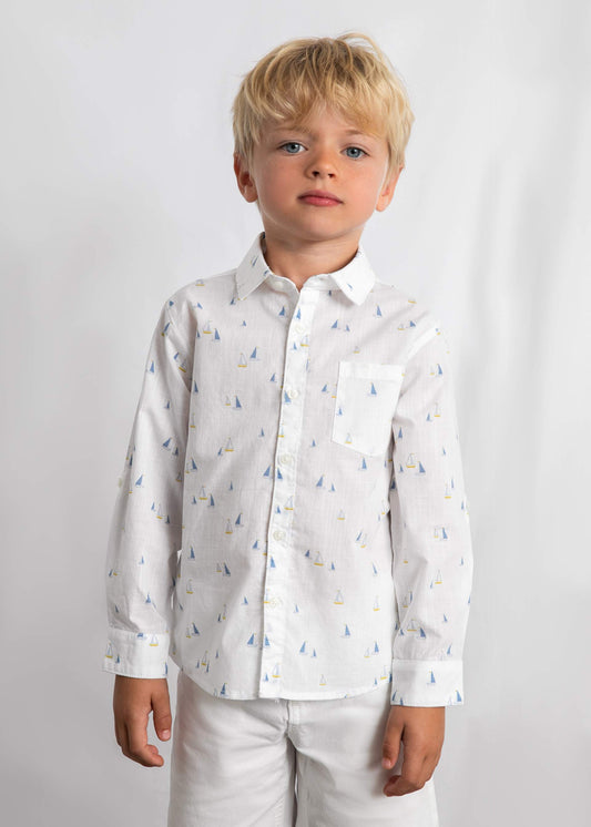 Long-sleeved linen shirt for children