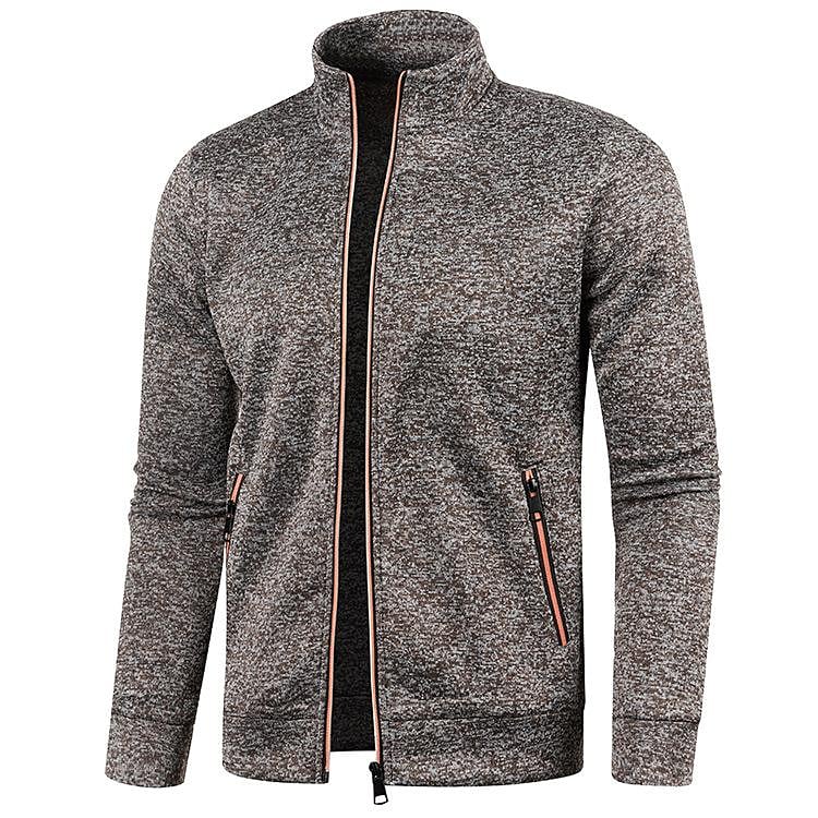 Herren Stehkragen Cardigan Langarm Dünner Fleece-Pullover