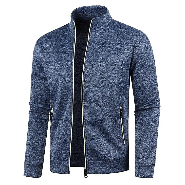 Herren Stehkragen Cardigan Langarm Dünner Fleece-Pullover