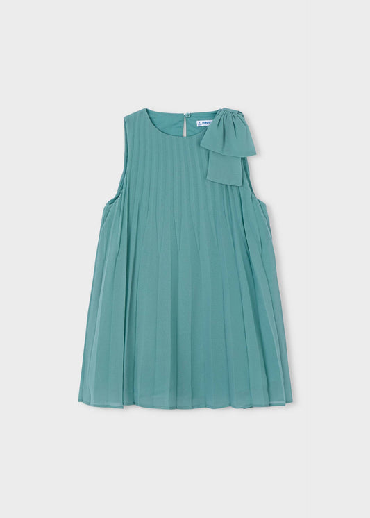 Pleated bow dress for girls