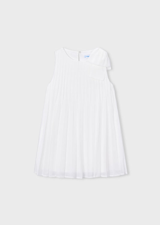 Pleated bow dress for girls
