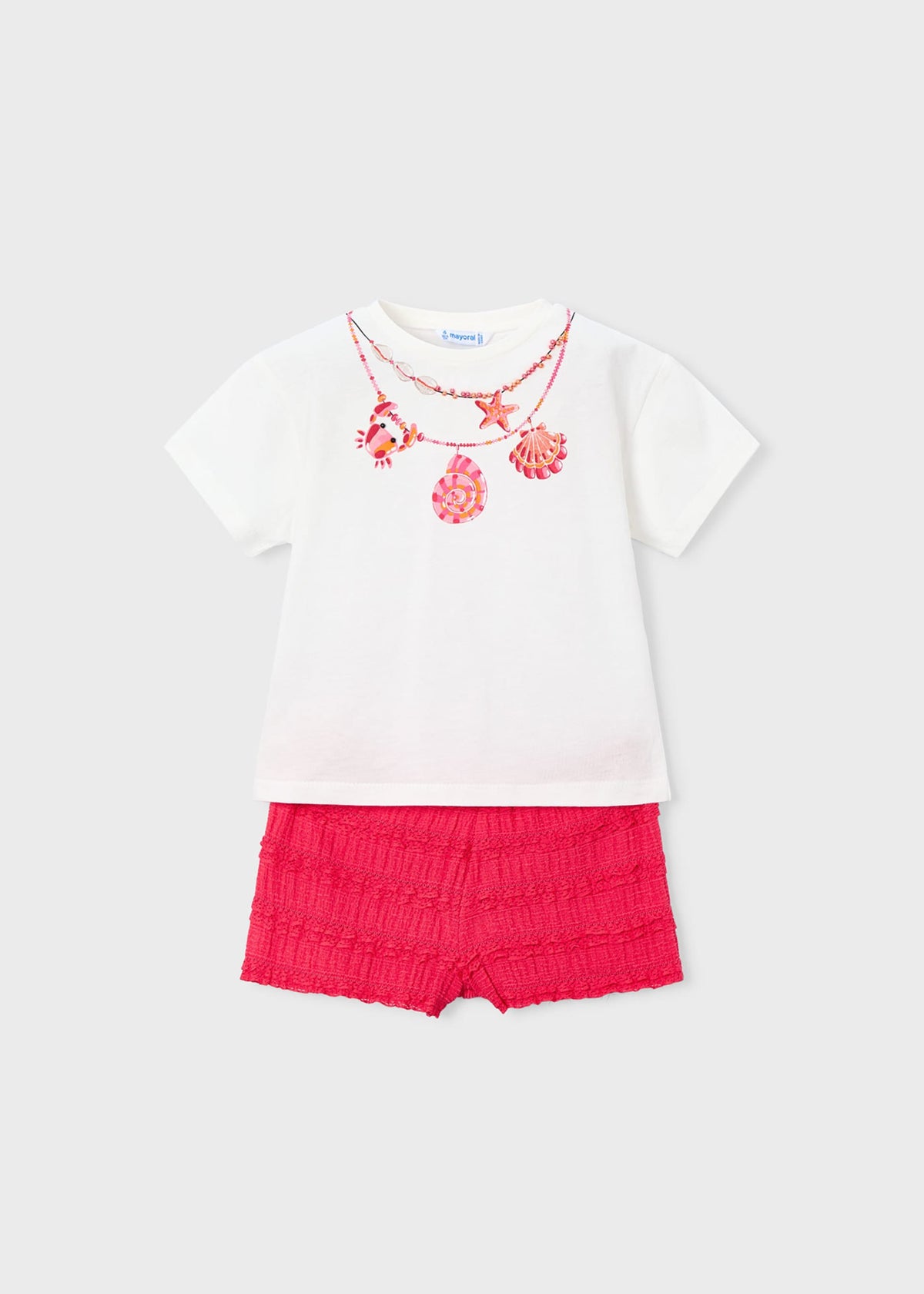 Print short set girl with ruffles