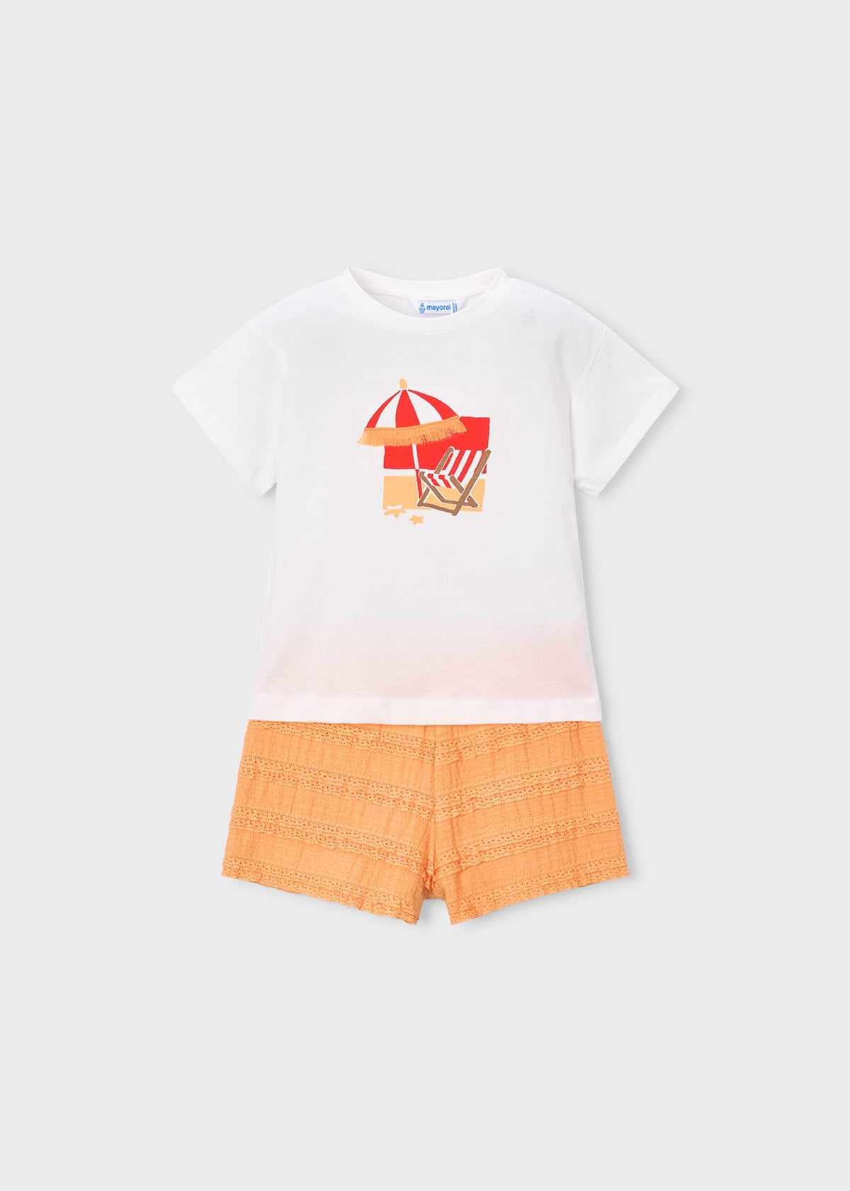 Print short set girl with ruffles