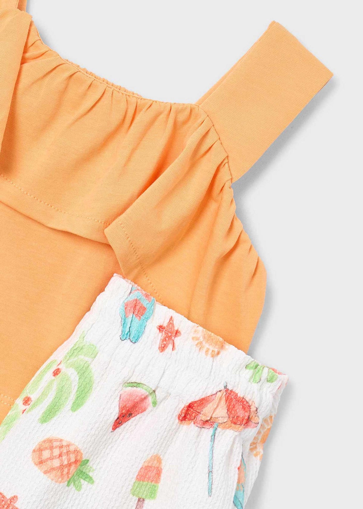 Print short set girl with ruffles