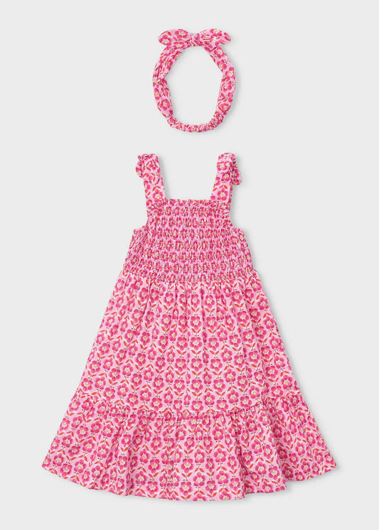 Bedrucktes Kleid mit Haarband für Mädchen