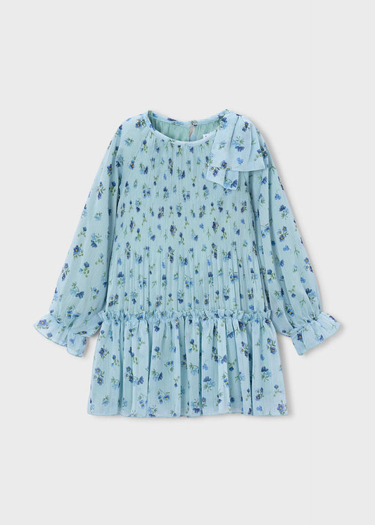 Printed pleated dress for girls
