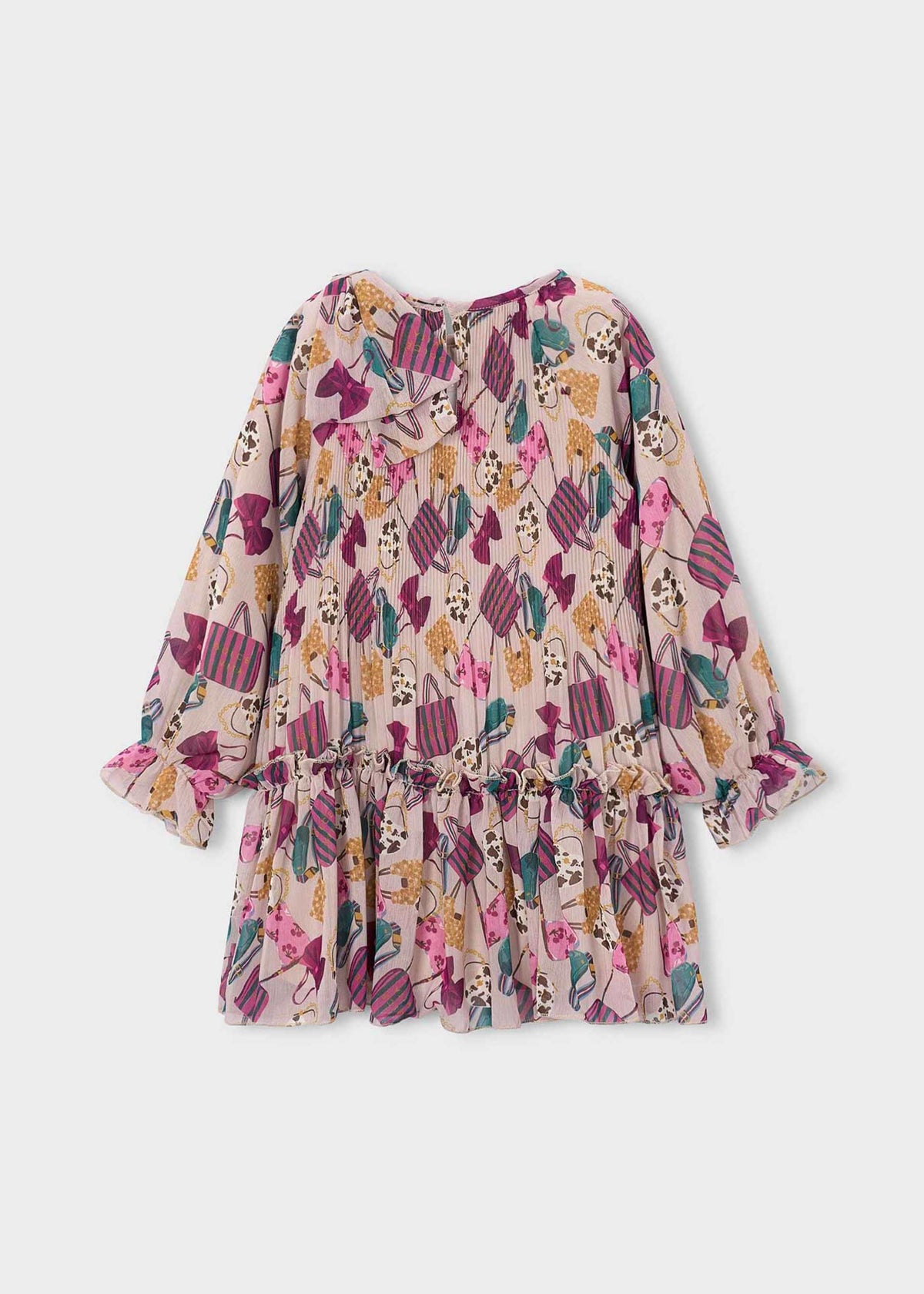 Printed pleated dress for girls