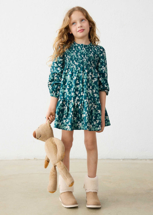 Printed velvet dress for girls