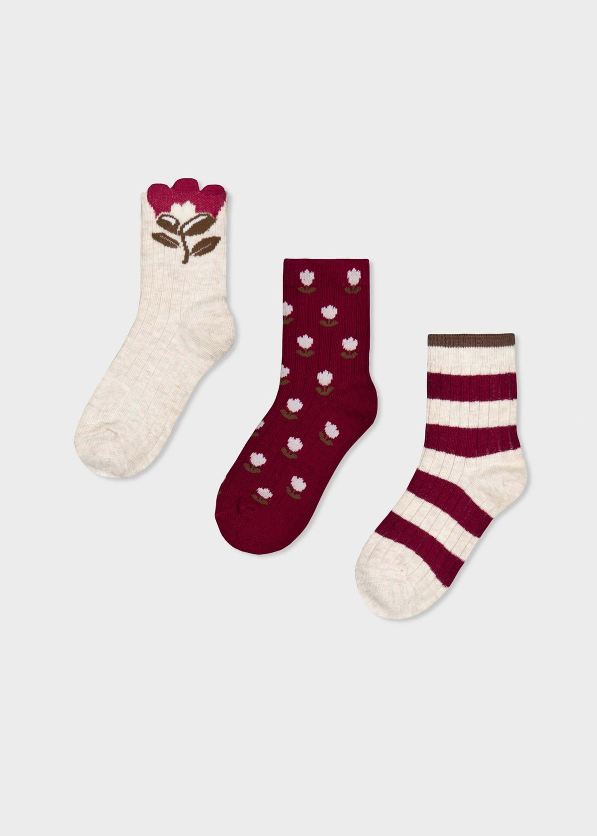 Set of 3 floral socks for girls