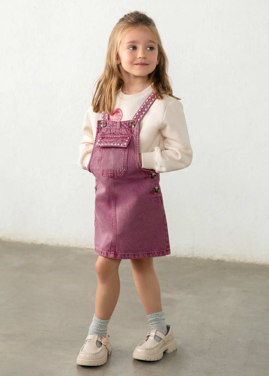 Girl embroidered dungarees