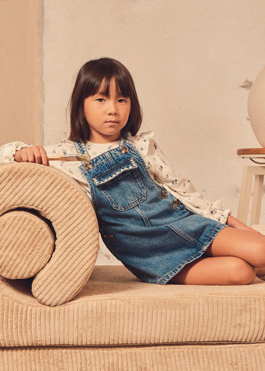 Girl embroidered dungarees