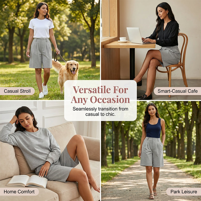 Women's High Waisted Pleated Casual Shorts
