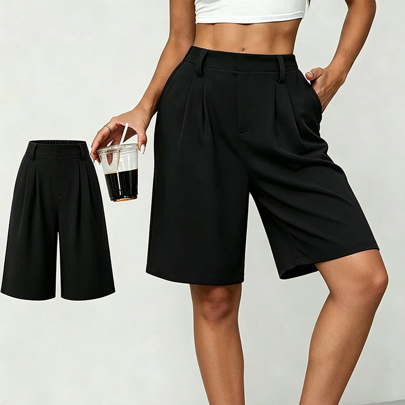 Women's High Waisted Pleated Casual Shorts
