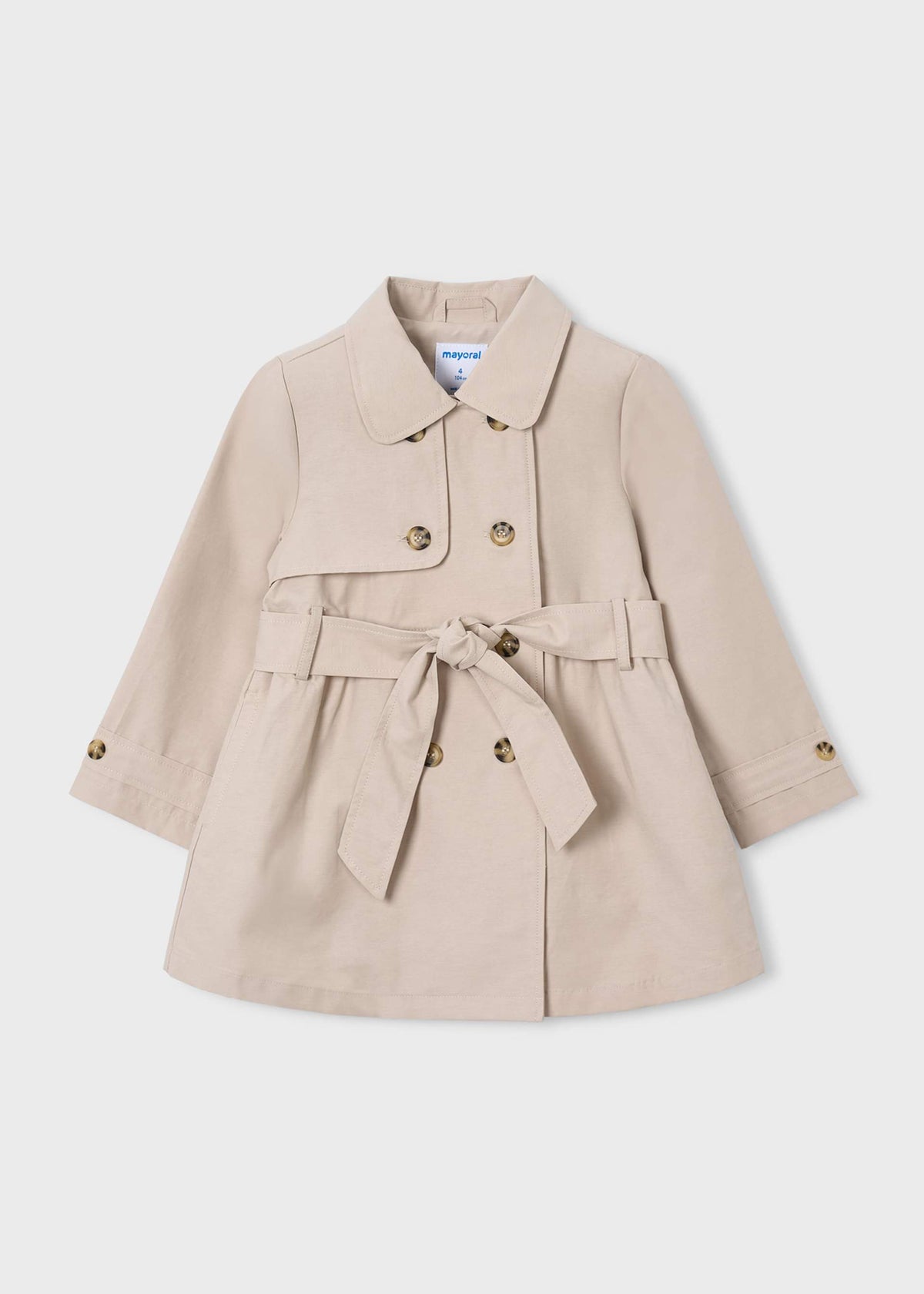 Trench coat with belt for girls