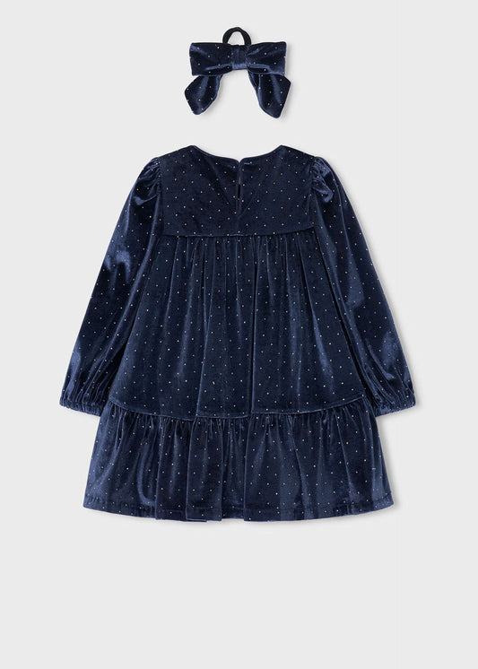 Velvet dress with a hairband for girls